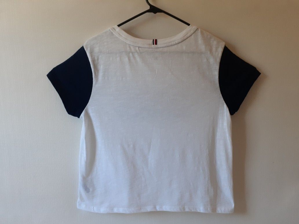 Tommy Hilfiger women's white/navy short sleeve graphic t-shirt size L