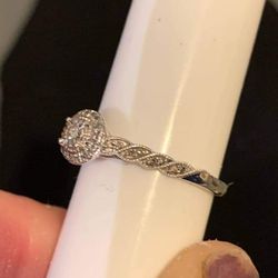10 K White Gold Princess Cut Double Halo Diamond Ring Size 7  Engagement Ring  By MJ DIAMONDS OFFERS WELCOME Thumbnail