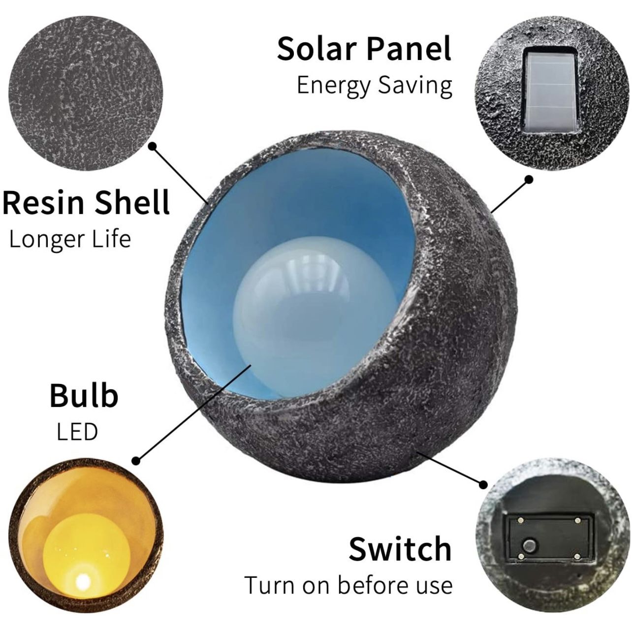 Solar Lights Outdoor Decorative, Resin Dinosaur Egg Solar Powered Outdoor Lights Decor, Waterproof Amber LED Landscape Lighting for Garden Patio Porch