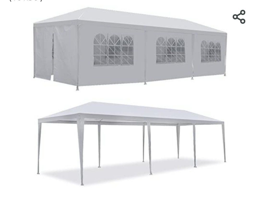 10'x 30' White Gazebo Wedding Party Tent Canopy With 6 Windows & 2 Sidewalls-8