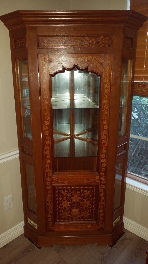 Antique Marquetry Corner Cabinets