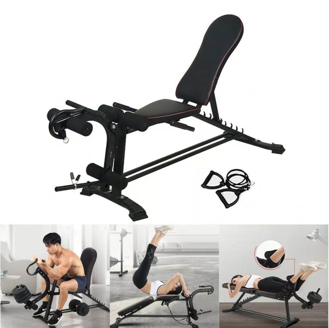 π₯BRAND NEW Adjustable Sit Up A B Incline Abs Bench Flat Fly Weight Press Gym Fitness Rope