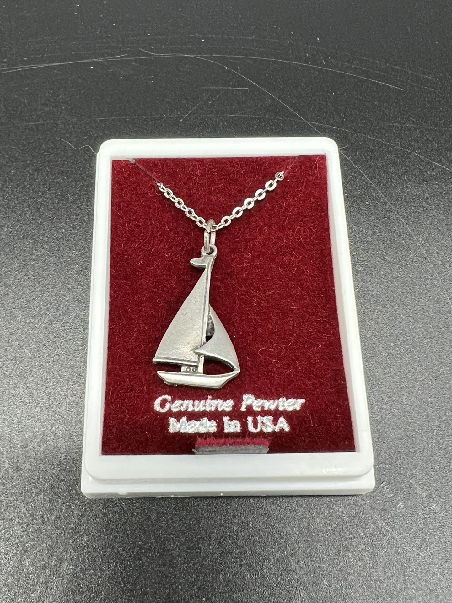 Pewter Sailboat Necklace and 18 Inch Chain 