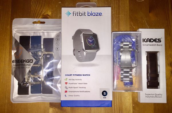 New in Box Fitbit Blaze Fitness Smart Watch with New Leather and Polymer Watch Ban