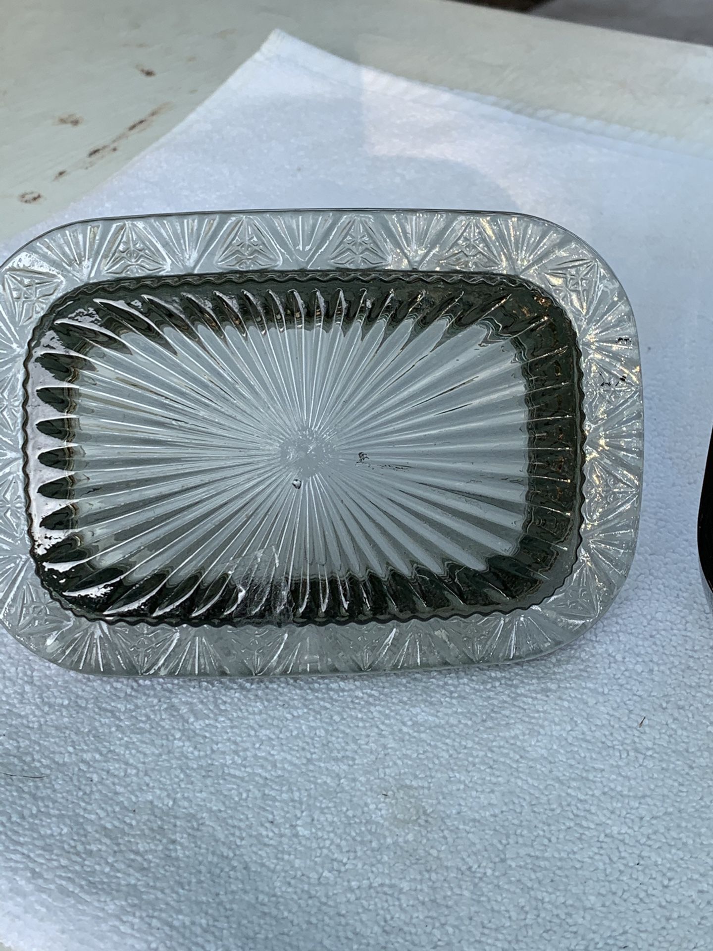 Glass butter dish