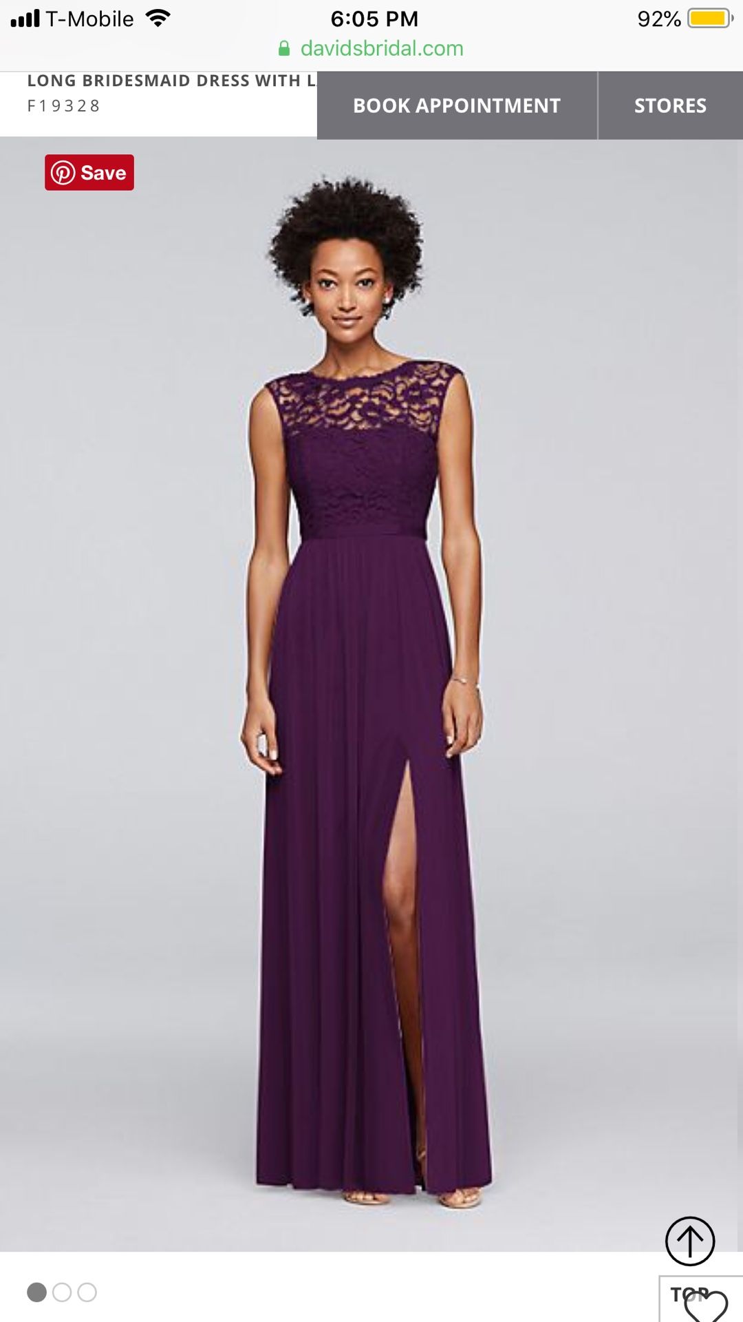 David's Bridal Plum Floor Length Formal Gown