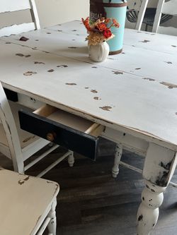 Farmhouse, Shabby Chic, Distressed Dining Table Seats Up To 8 Thumbnail