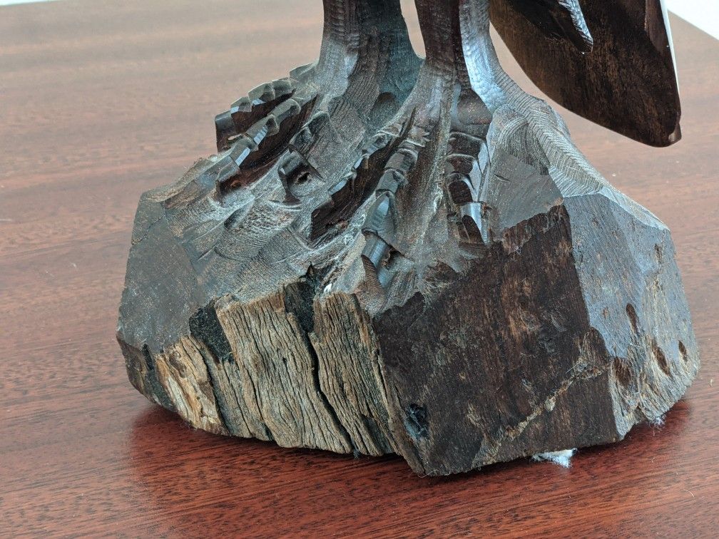 Large Hand Carved Wooden Eagle