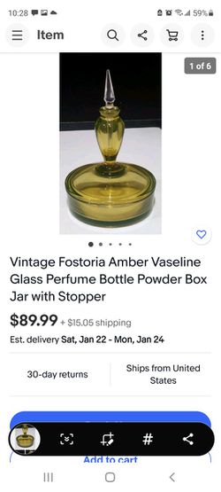 Antique Fostoria Glass Perfume Powder Jar  Thumbnail