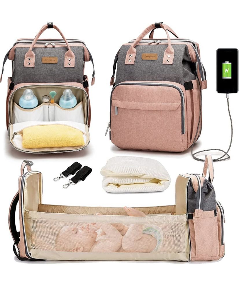Diaper Bag Backpack With Expandable Changing Table