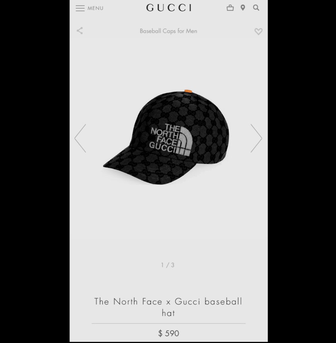 GUCCI X NORTH FACE CAP 
