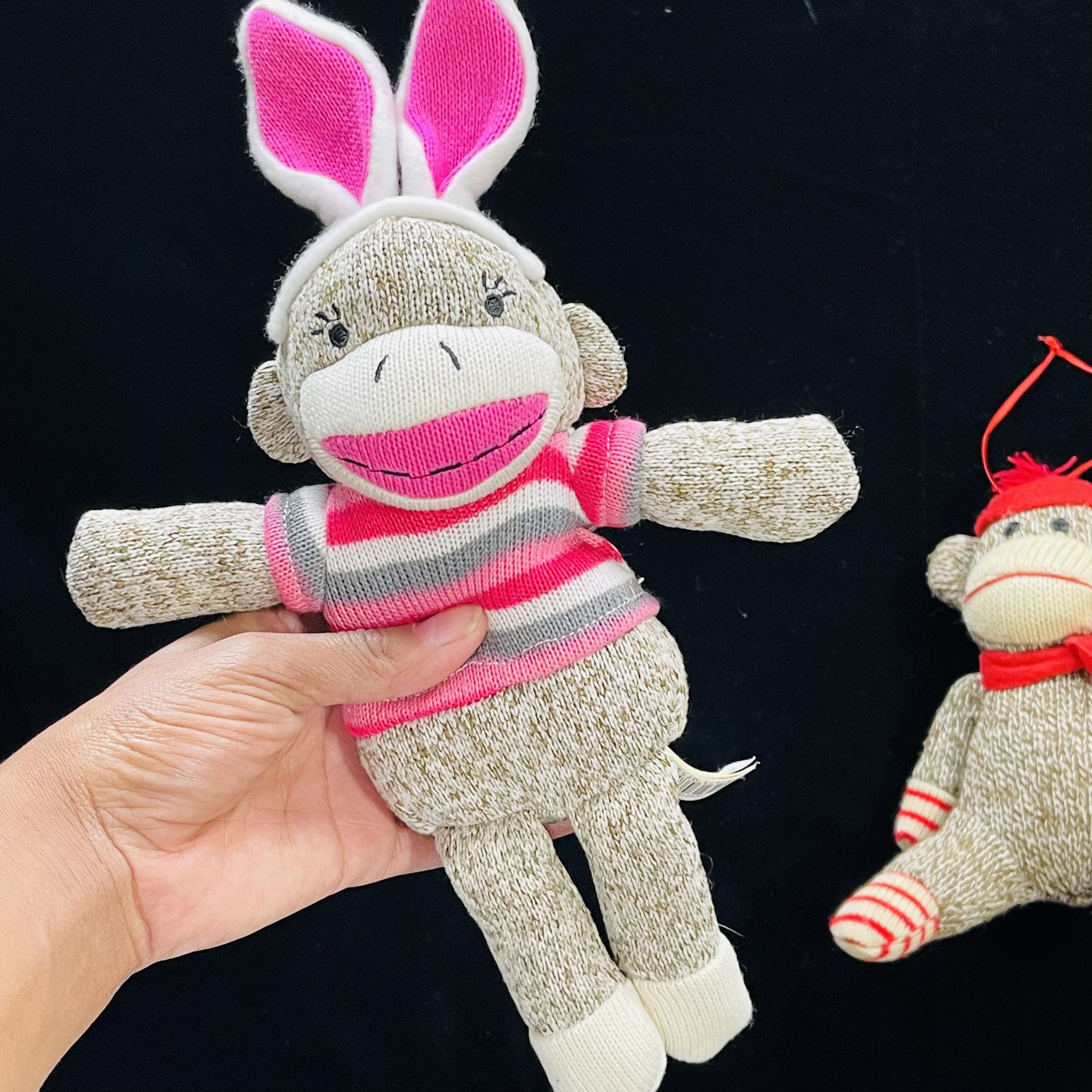 2 Sock Monkey Regular & The Easter Bunny Girlfriend/Boyfriend Teddy Doll