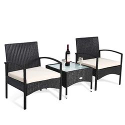 NEW Outdoor Furniture Set with White Cushion Thumbnail