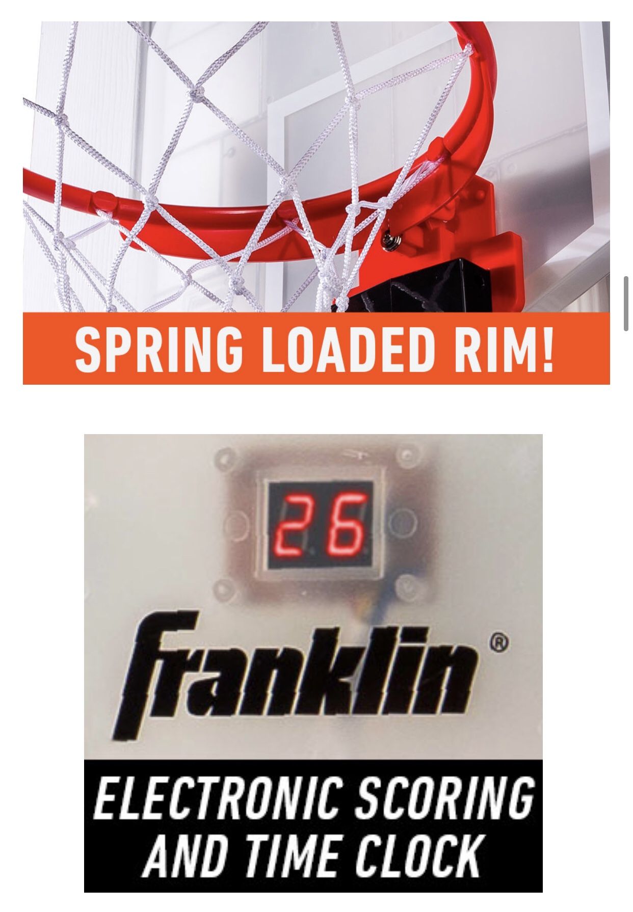 Franklin Sports Mini Basketball Hoop with Rebounder and Ball - Over The Door Basketball Hoop With Automatic Ball Rebounder - Indoor For Kids