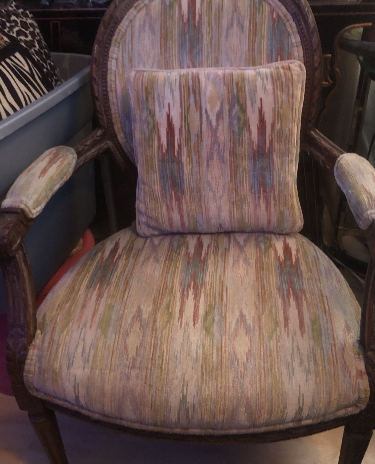 Antique Victorian chair with real wood accent