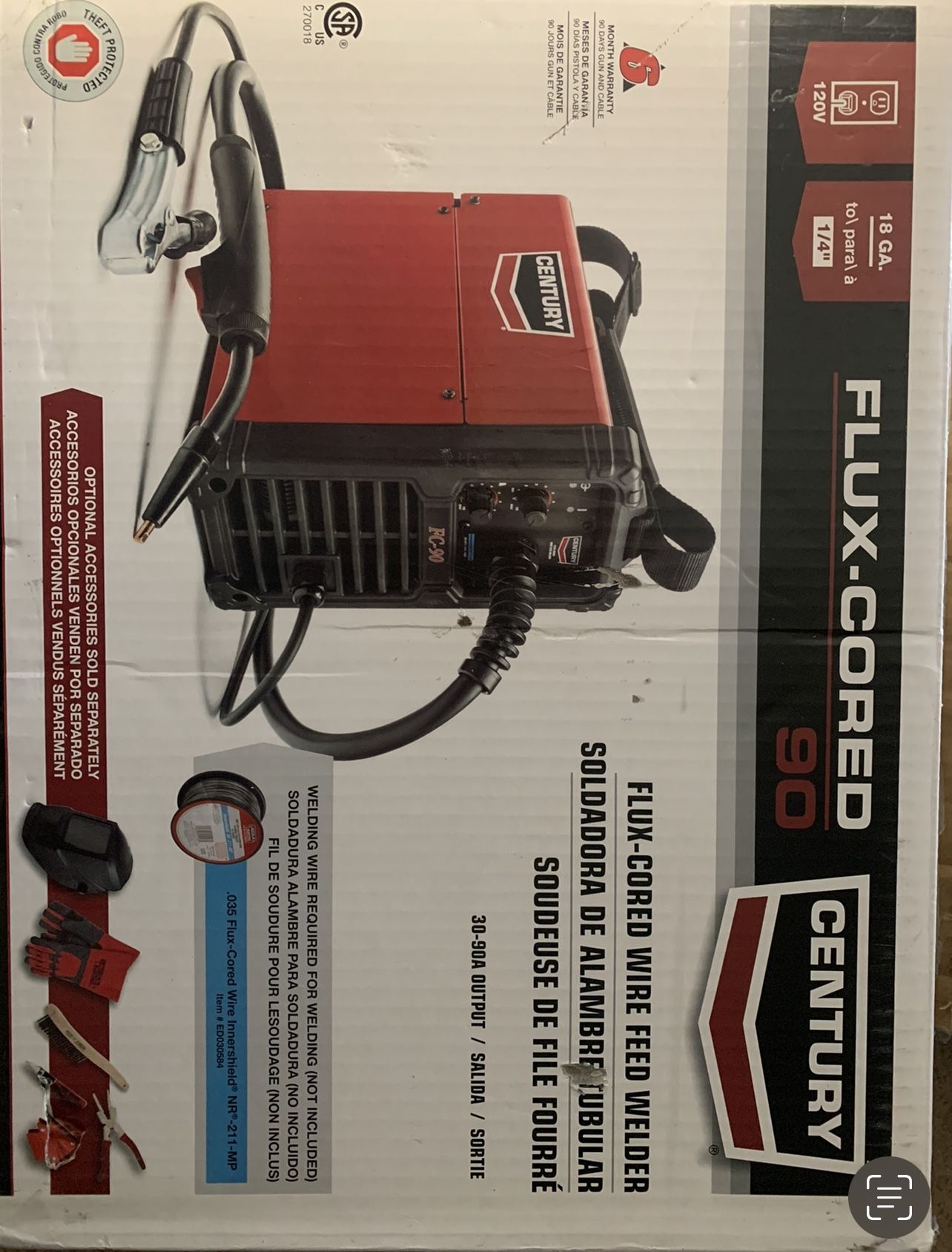 Century 90 Amp FC90 Flux Core Wire Feed Welder and Gun, 120V for Sale