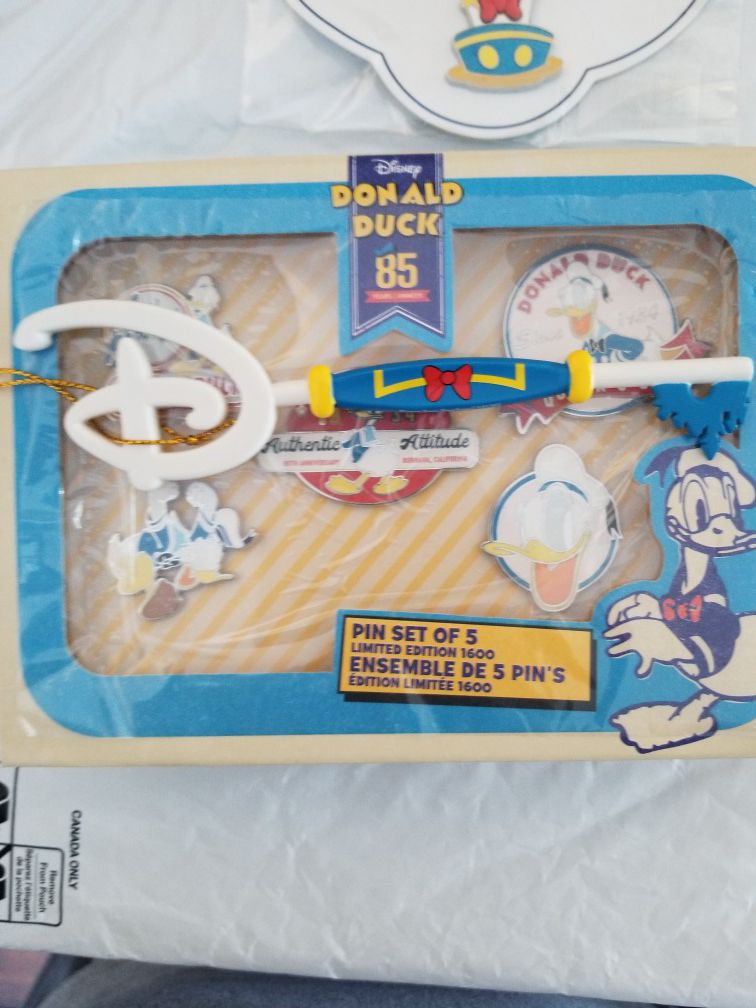 Disney D23 Expo 2019 Donald Duck 85 Jahre Pin Set mit 6 Le 500 Neu mit Box 