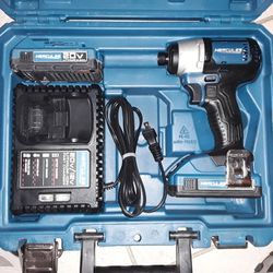 Full Price Only Hercules Industrial Quality Impact Driver Kit With 2 Batteries Charger Case Thumbnail