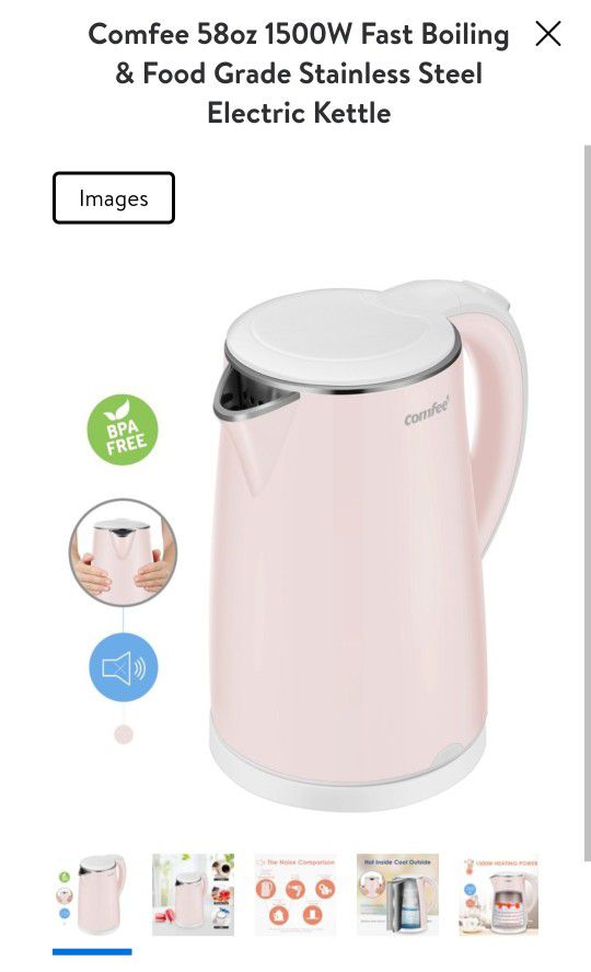 Pink Stainless Steel Electric Kettle