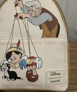 New Loungefly Disney Pinocchio Geppetto and Figaro Travel Backpack NWT Thumbnail