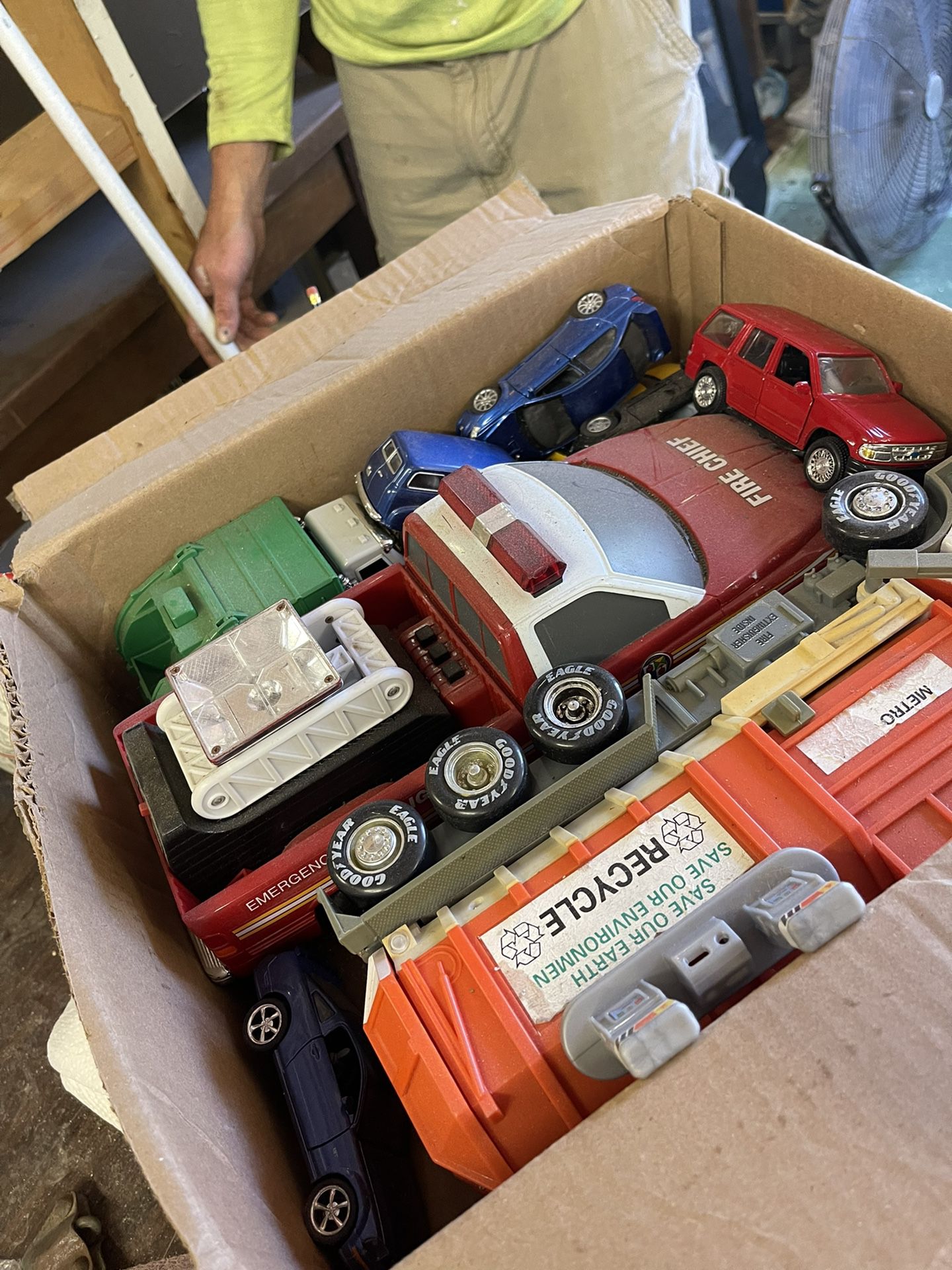Box Of Toy Trucks And Cars 