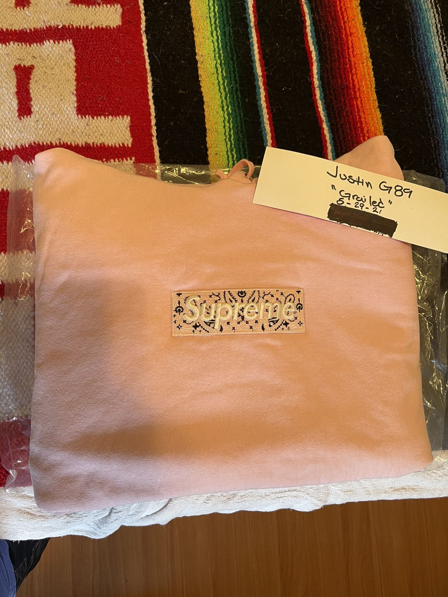 Supreme Bandana Box Logo Hoodie Pink LARGE