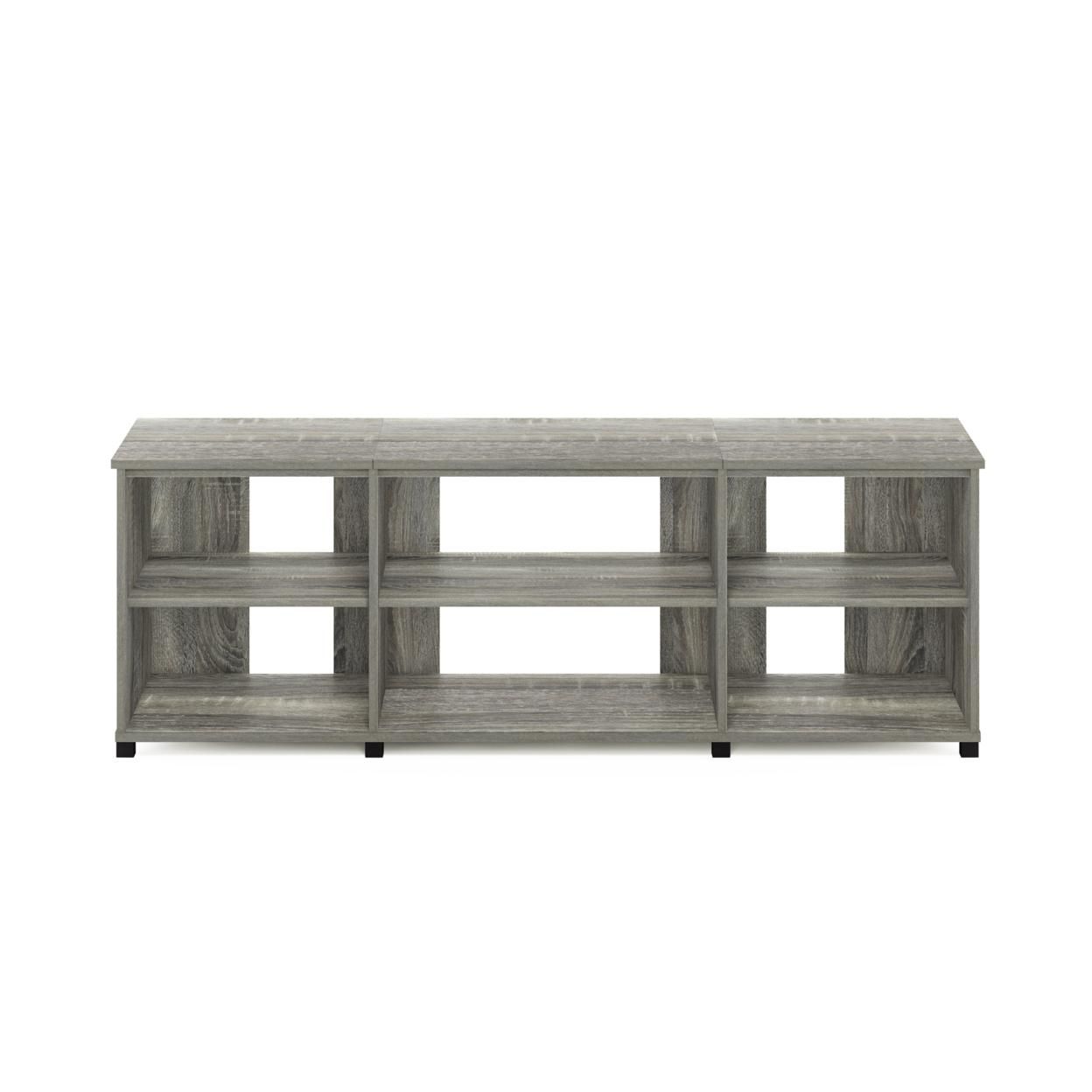 Furinno Montale TV Stand with Shelves for TV up to 65 Inch, French Oak Grey