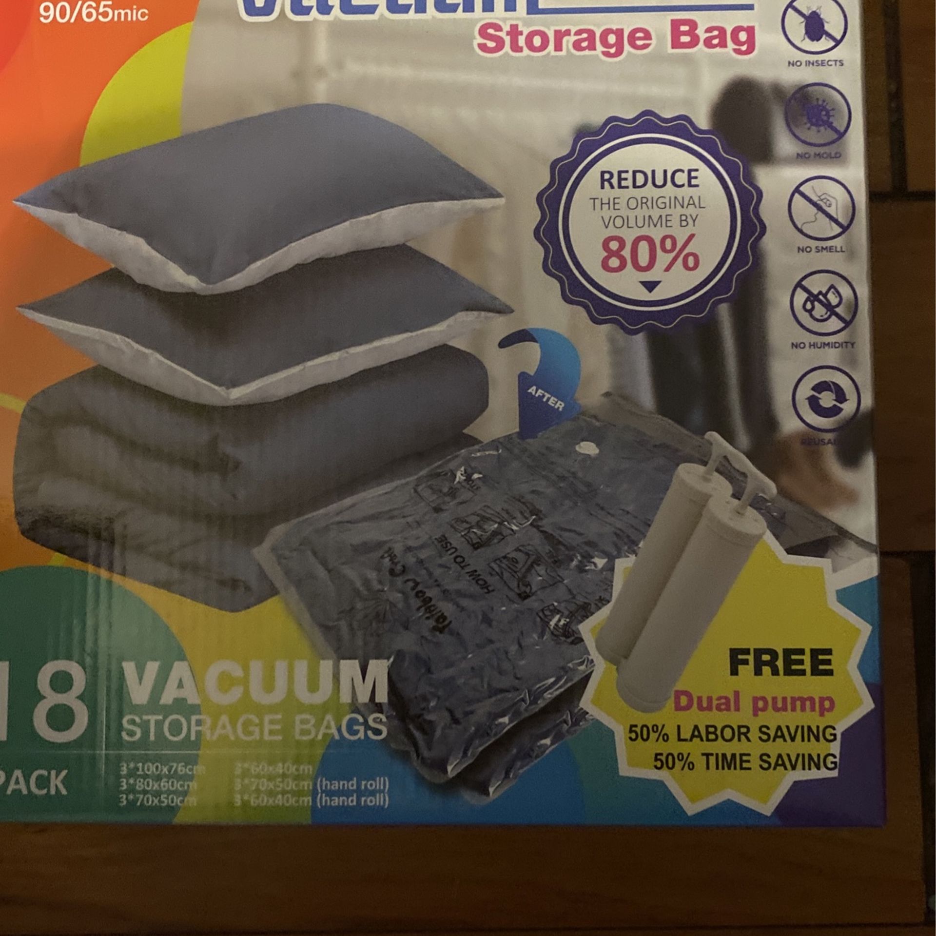 Rainbow Craft 18-PACK Vacuum Storage Bags for Clothes - Space Saver Bags Vacuum Storage Bags Jumbo for Comforters and Blankets - Storage Bags Vacuum S