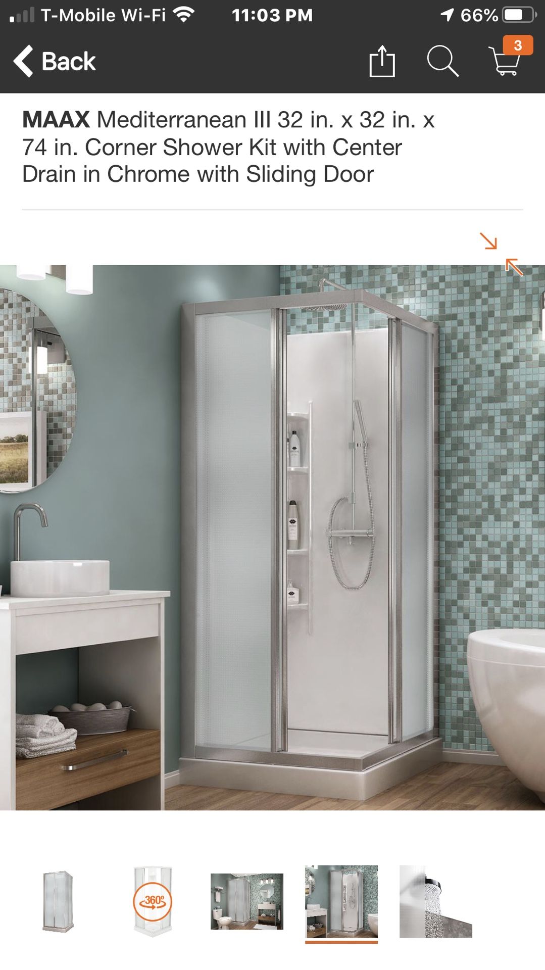 This bran new in box MAAX Mediterranean III 32 in. x 32 in. x 74 in. Corner Shower Kit with