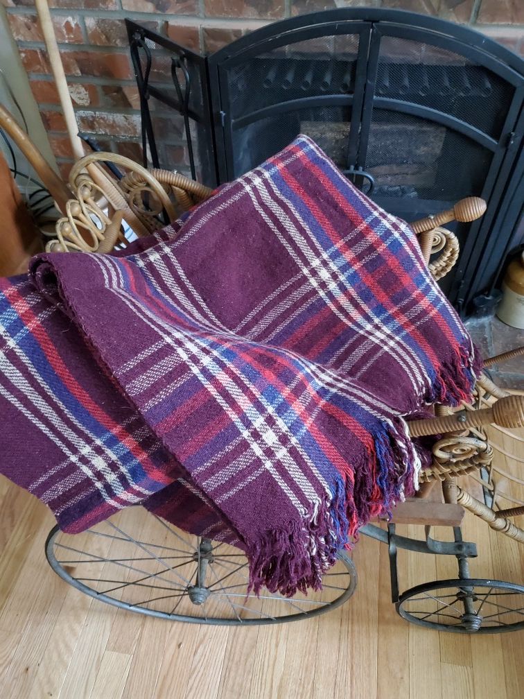 Vintage wool stadium blanket or throw