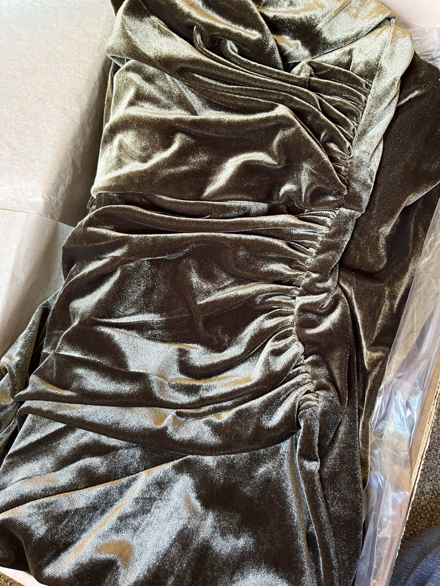 Size 8 Bridesmaids dress: Revelry Dawson dusty Olive In Velvet
