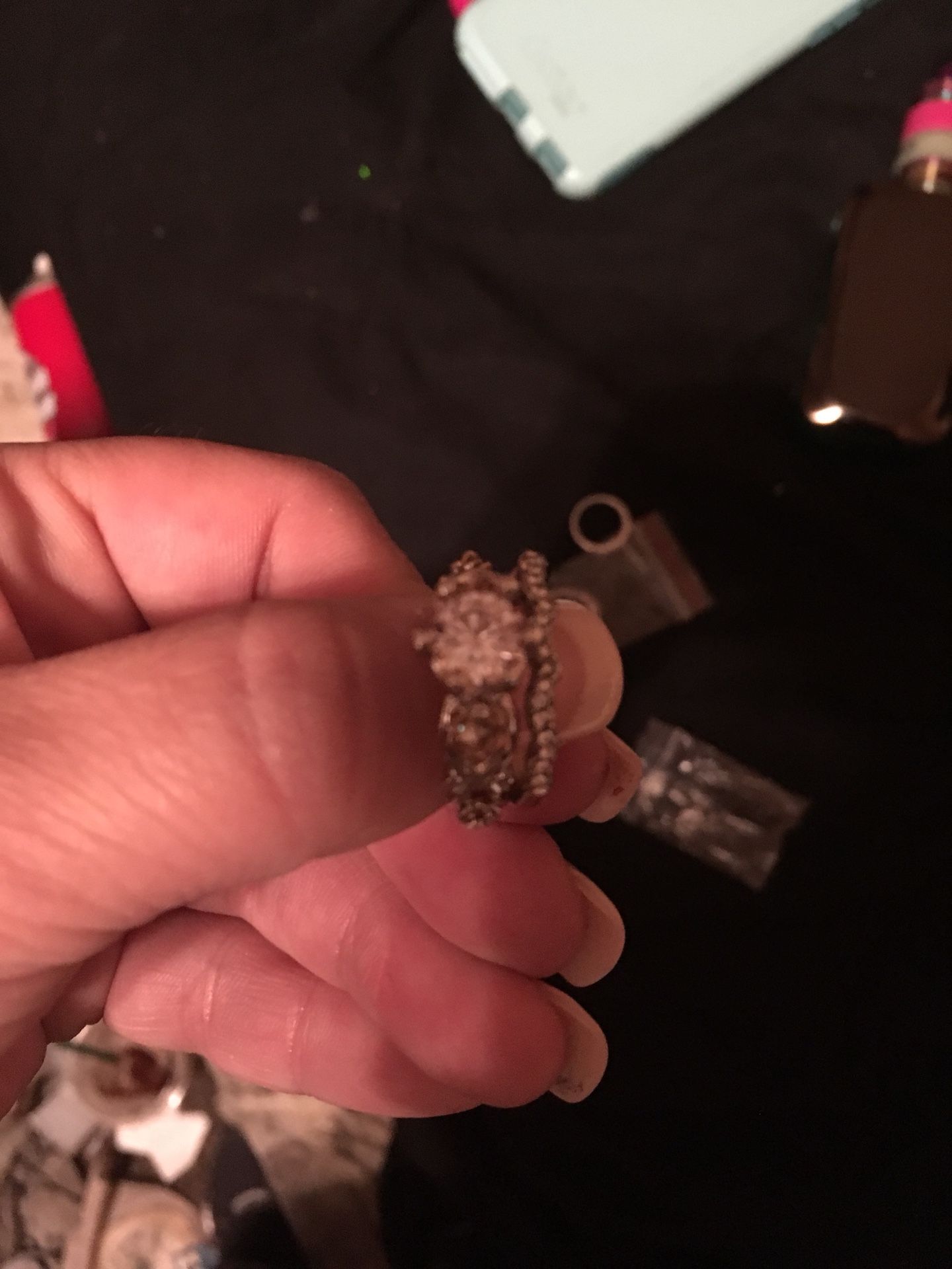 White sapphire wedding/engagement ring set