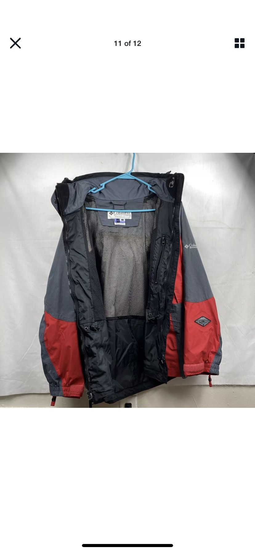 Columbia Sportswear Company Omni Tech Waterproof Breathable Red Jacket Sz.Large