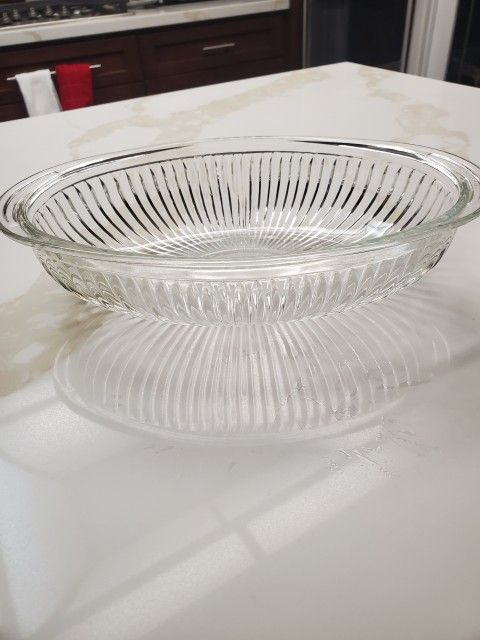 Vintage Toscany Oval Pressed Clear Glass Baking Dish With Lid $ 35.00 Price Firm