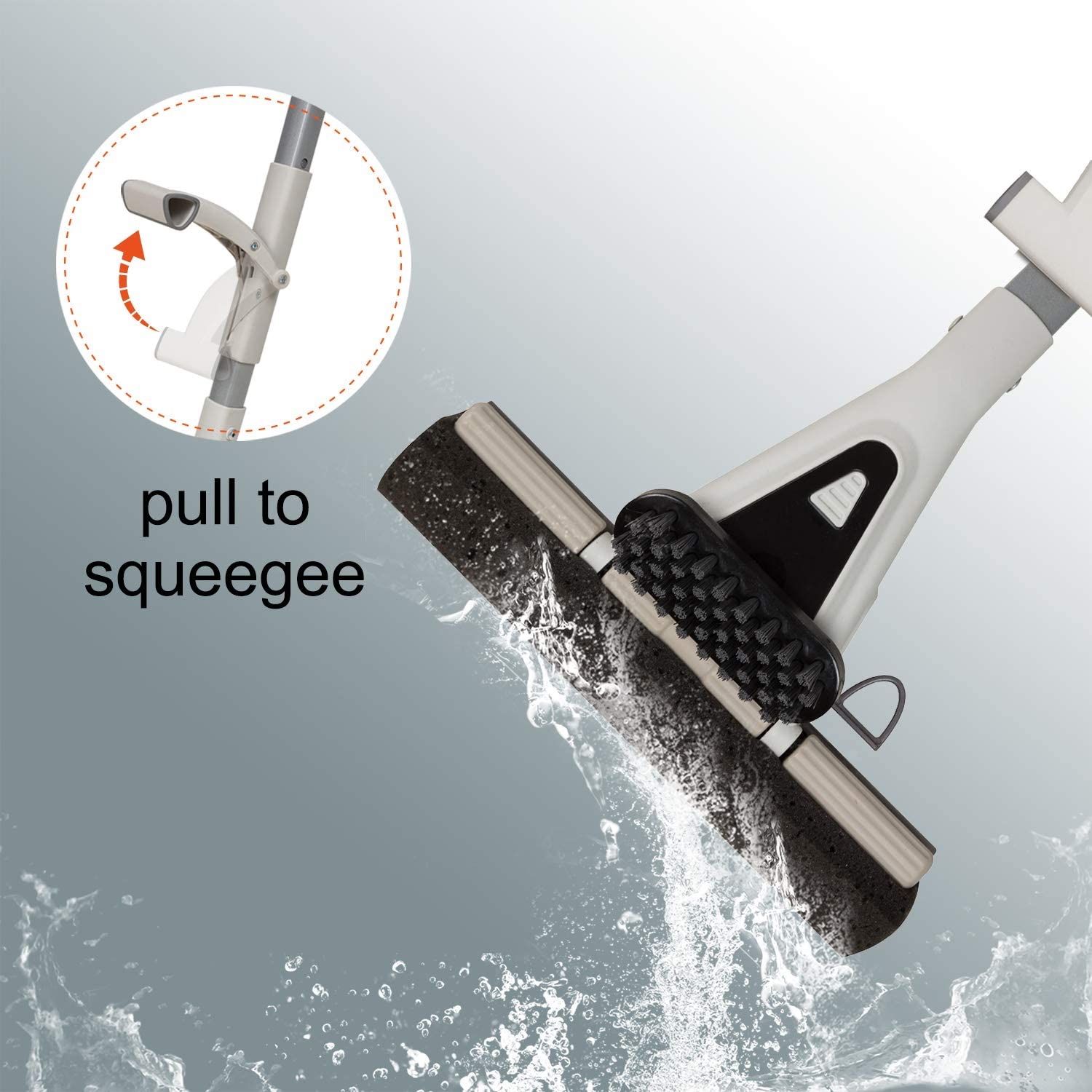 Sponge Mop Super Absorbent with Scrubber Long Handle Roller Mop for Kitchen Bath