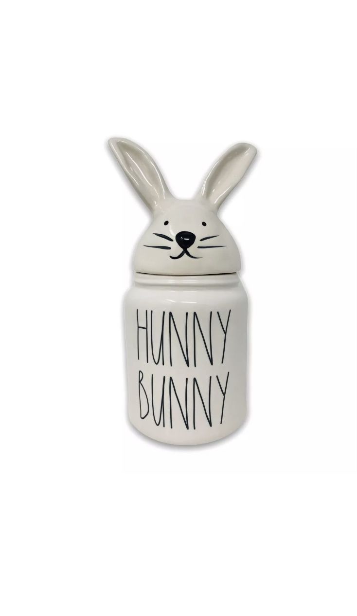 Rae Dunn HUNNY BUNNY White LARGE Canister