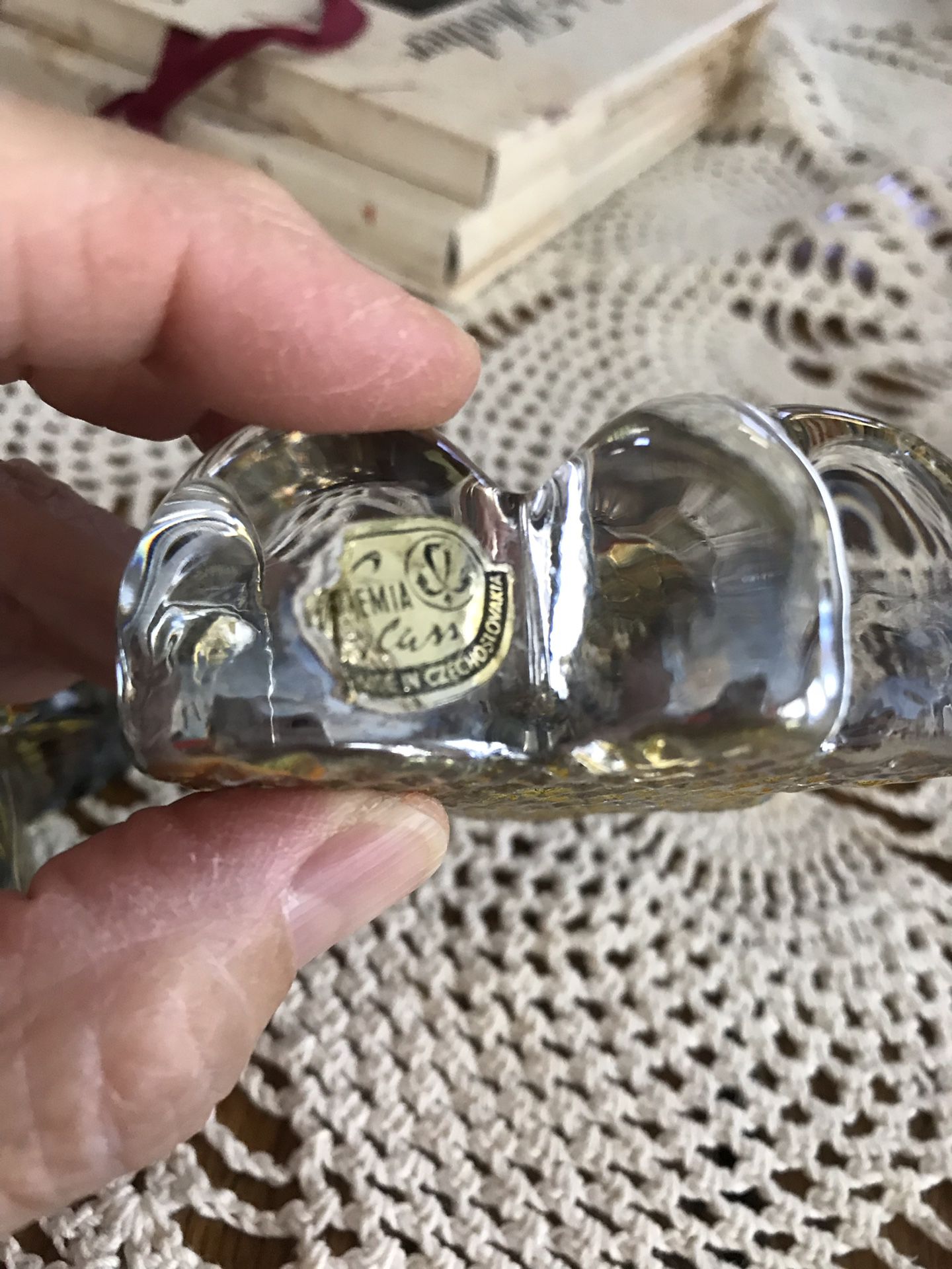 Czech Bohemian Iridescent Glass Candle Holder for Candlesticks