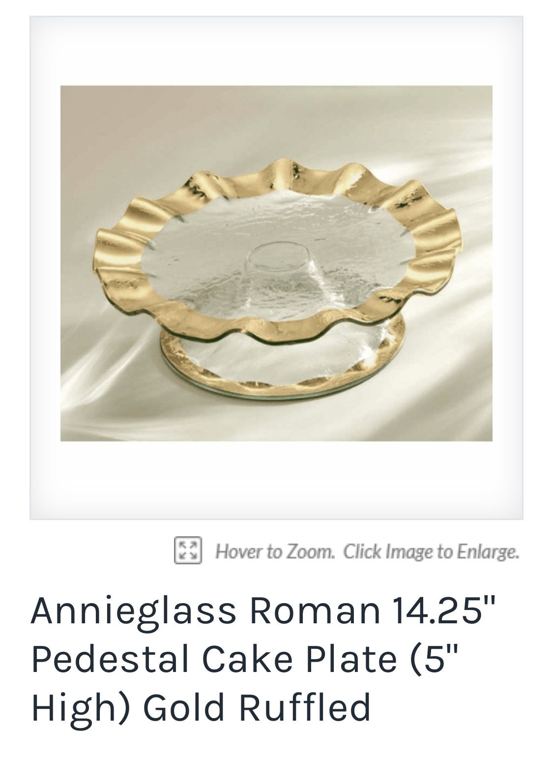Annie Glass Roman Gold Ruffled Glass Cake Stand