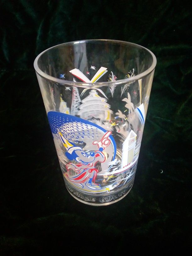VINTAGE 1996 Walt Disney World 25th Anniversary Remember The Magic MICKEY Mouse GLASS 5 1/4" H X 3 1/4 "W