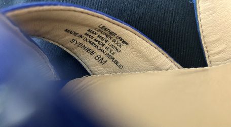 Antonio Melani Blue Sydniee Leather Cork Wedge Heels Size 8 Thumbnail