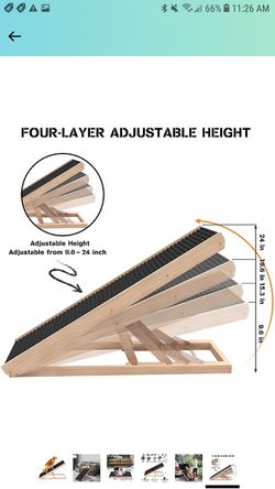 SASRL Adjustable Pet Ramp for All Dogs and Cats - Folding Portable Dog Ramp for Couch or Bed with Non Slip Carpet Surface, 40”Long  Thumbnail