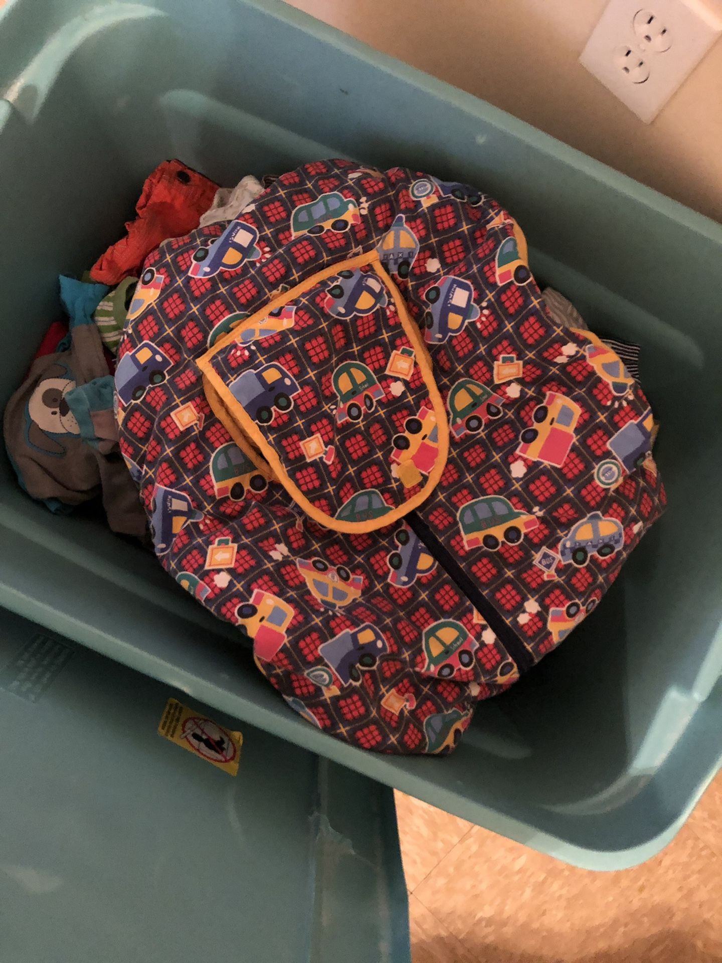 Huge tub of baby boy clothes