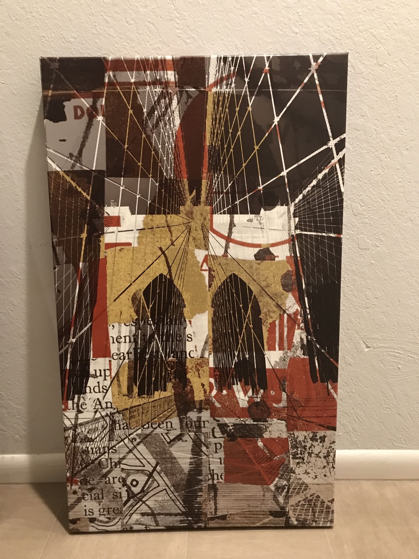 Pair of Iconic New York City Giclee Screen Paintings Mounted On Wood Frame