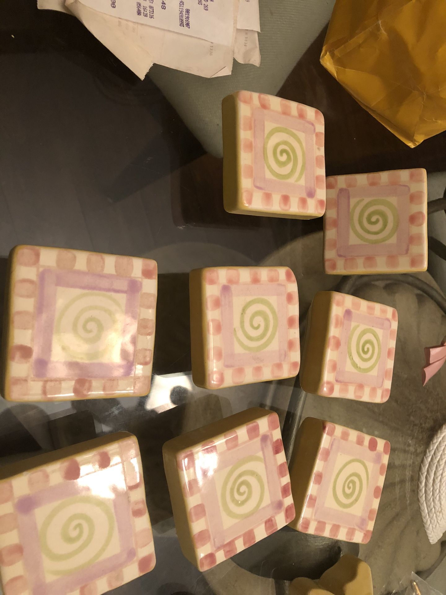 Butterfly and Square , Dresser Knobs Solid - 14 total
