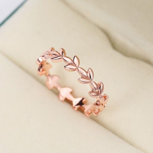 Fashion Leaf Rose Gold Plated Simple Ring for Women/Girl, K944