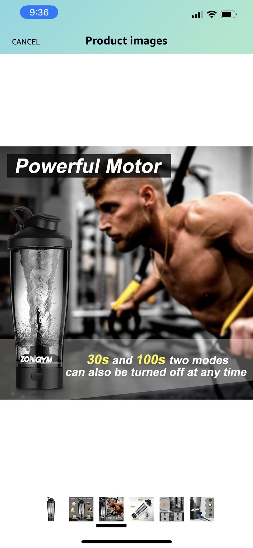 Electric Protein Shaker Bottle