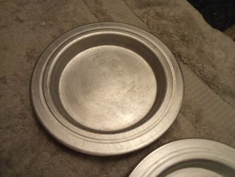 Vintage Embossed Metal For Pewter Plates (Two) Thumbnail
