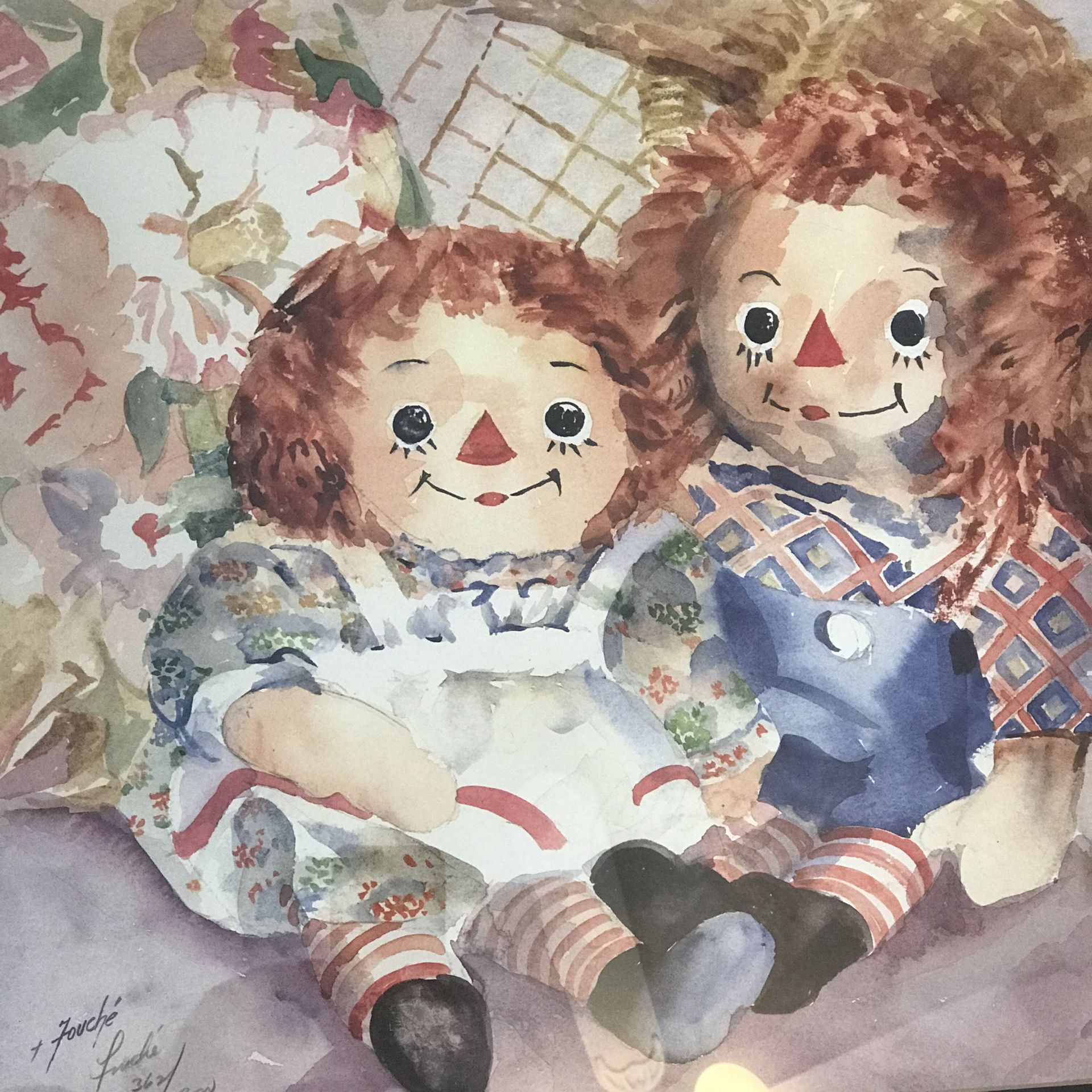 Raggedy Ann & Andy framed artwork