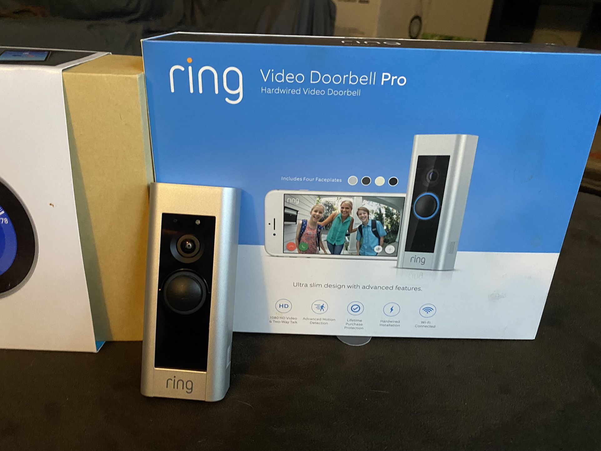 Ring Doorbell Pro, Nest Thermostat (3rd gen), Nest Outdoor Cameras