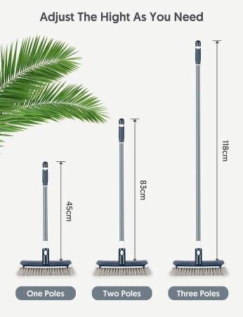 condition: new   Floor Scrub Brush with Long Handle - Stiff Carpet Deck Brush 2 in 1 Floor Scrubber Cleaning Grout Brush for Tile, Bathroom, Shower, 